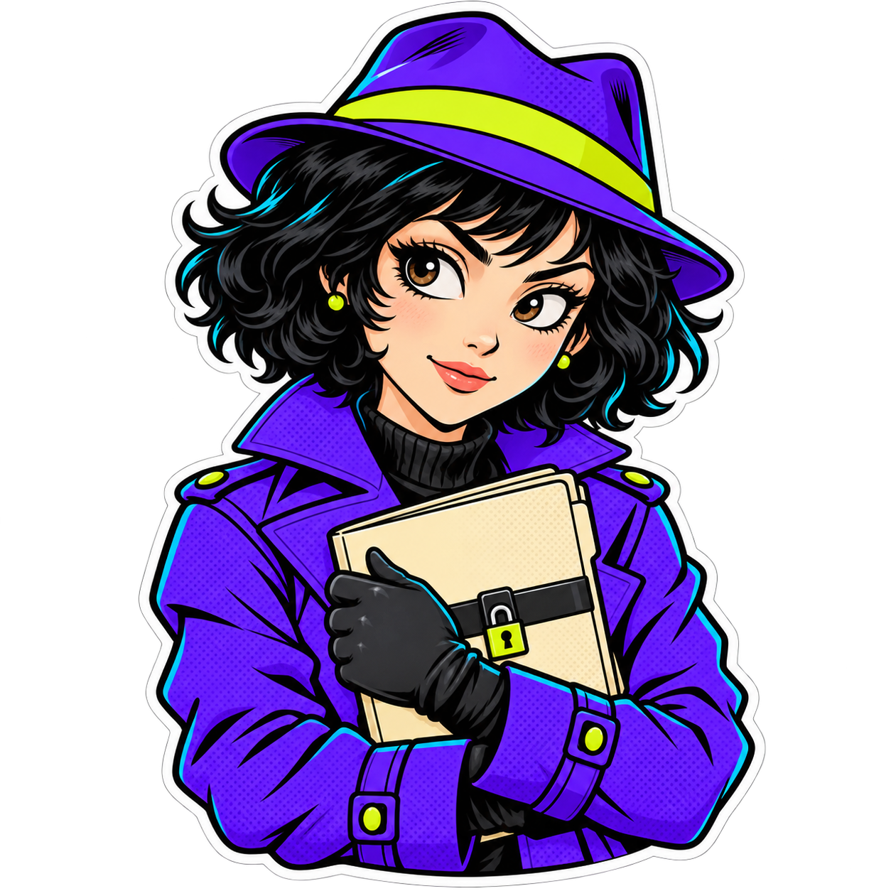 Bustem’s detective mascot holding a locked case file
