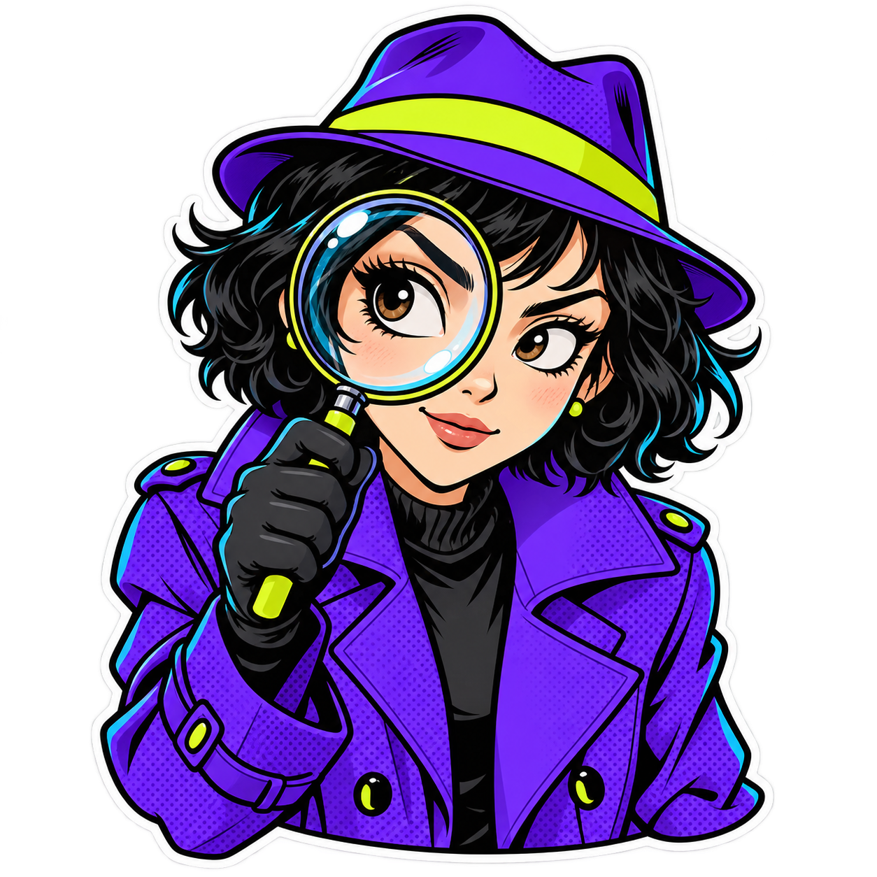 Bustem’s detective mascot looking through a magnifying glass